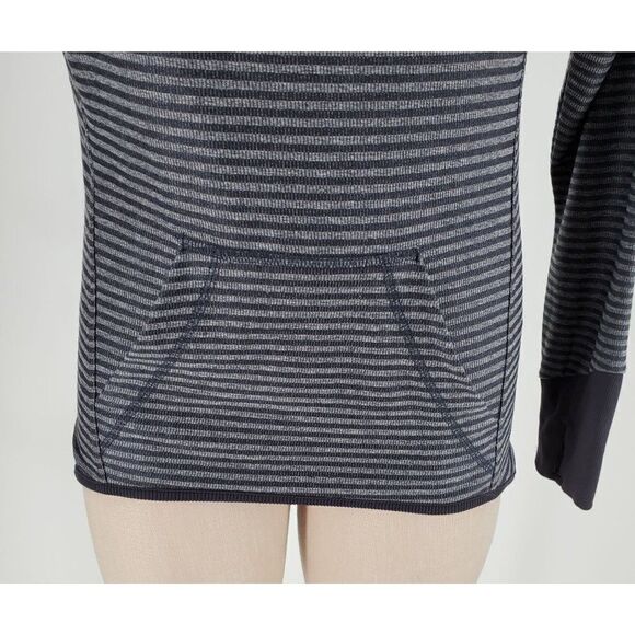 Mondetta Womens Pullover Long Sleeve High Neck Grey Striped Size Small - Picture 3 of 12